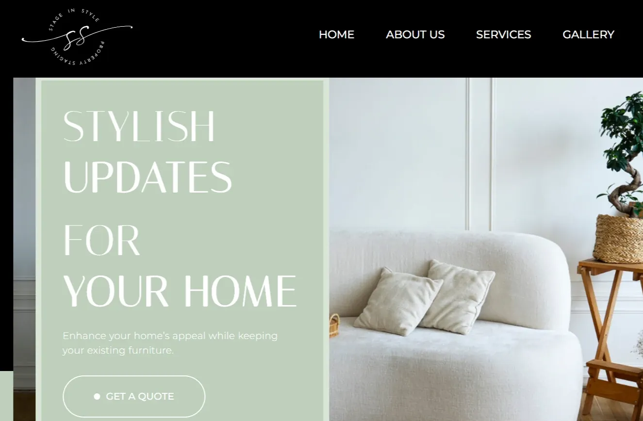 Stage in Style's previous homepage: Stylish updates for your home, enhance your home's appeal while keeping your existing furniture